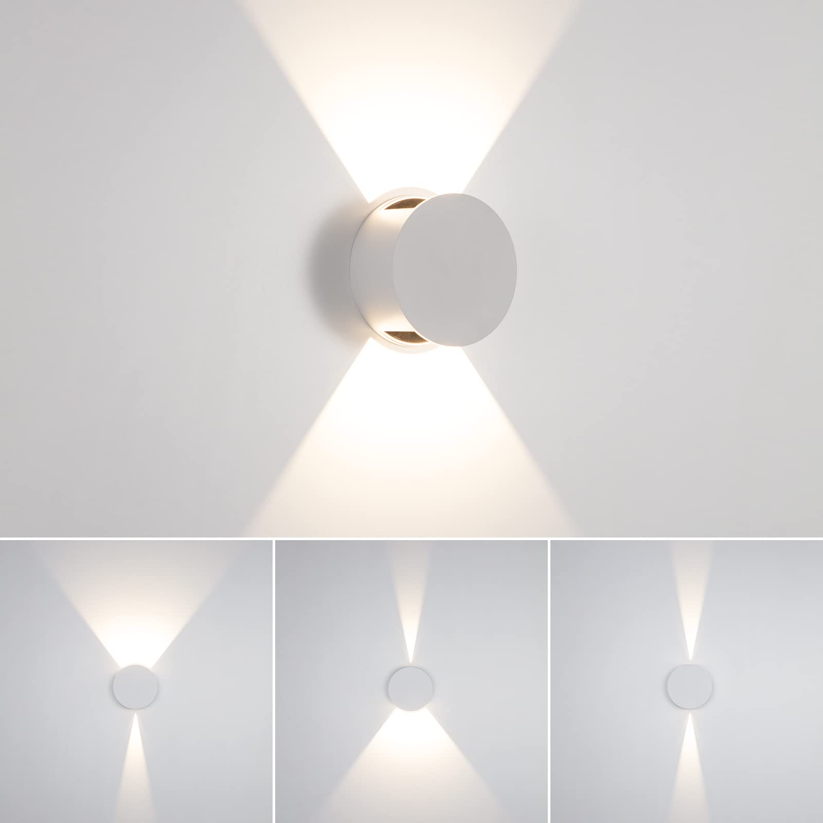 Tubicen Round Wall Sconce, Beam Adjustable Home Movie Theater Lights For Wall, 6W 3000K Led Dimmable Up Down Wall Mounted Lights
