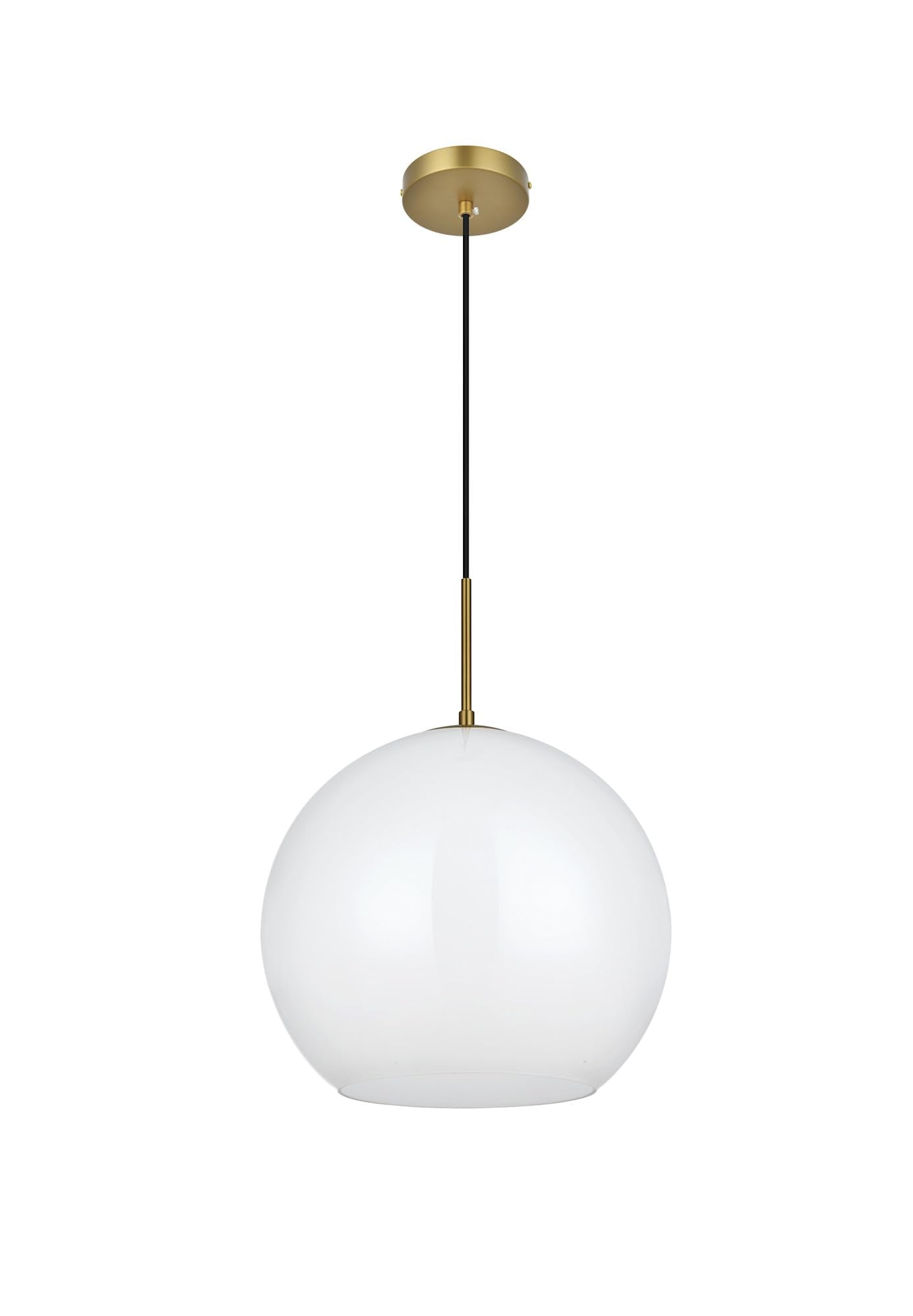 Elegant Lighting Living District Baxter 1 Light Chrome Pendant with Frosted White Glass