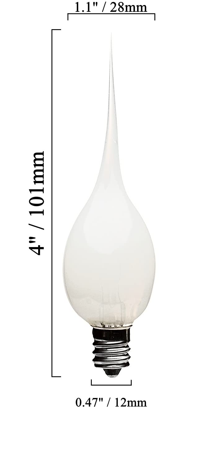 Creative Hobbies Silicone Dipped Candle Lamp Bulbs - 5W Replacement, White, 24 Count, Model BRS 1016
