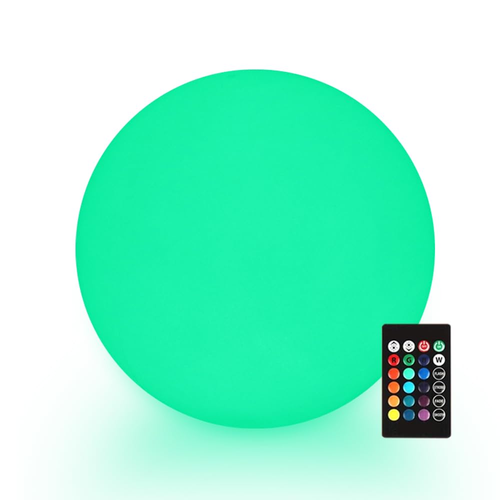 20-inch LED Ball Light, Large Rechargeable Globe Floor Lamp w/Remote, Ultra-Fun LED Glowing Orb Light, 16 RGB Color Changing Cor