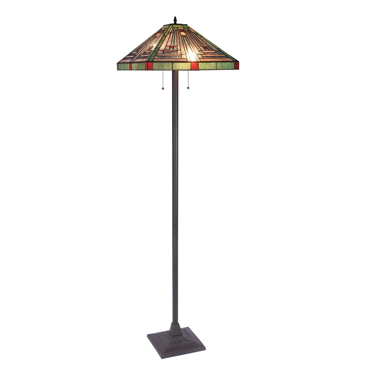 CHLOE Lighting INNES Tiffany-style Blackish Bronze 2 Light Victorian Floor Lamp 18 Shade