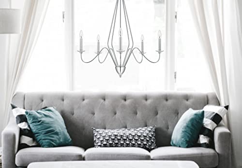 Cal Lighting FX-3774-5 Modern Candelabra Chandelier, Brushed Steel, 30inW x 32.13inH, Metal Finish