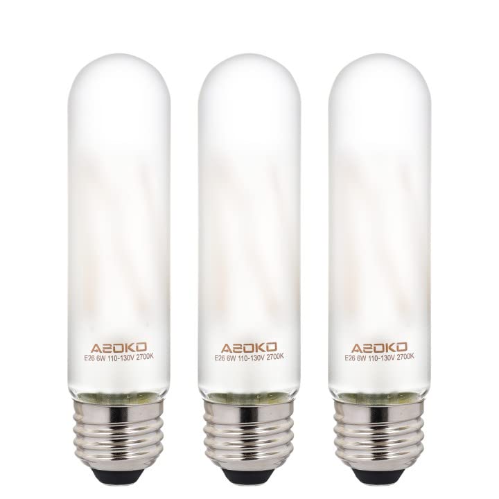 Asoko T10 Led Frosted Bulbs Warm White 2700K Led Tubular Edison Light Bulbs 6W Dimmable Tube Vintage Led Bulbs 60 Watt Equivalen