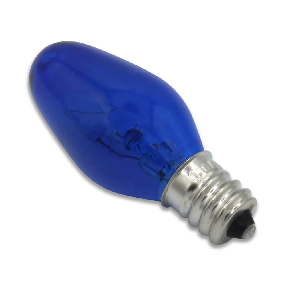 Lumenivo 7 Watt Blue Incandescent C7 Colored Night Light Bulbs 7W C7 Blue Christmas Village Light Bulbs Candelabra Base Blue Bul