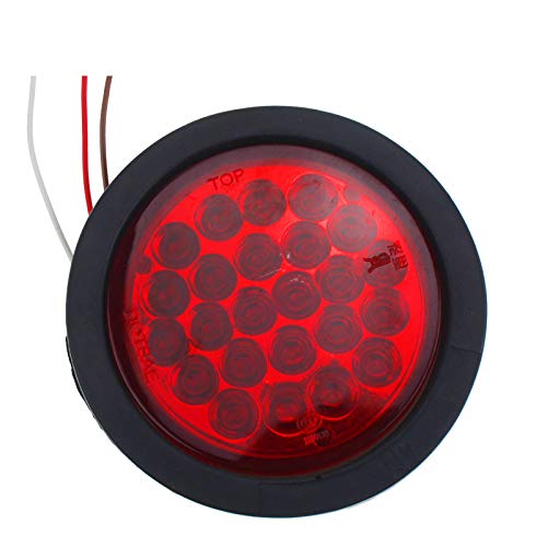 4 Round LED Trailer Tail Light 24 LED Stop Turn Signal Brake Marker Running Lights w/Rubber Grommet for Trucks Trailer RV Boat [