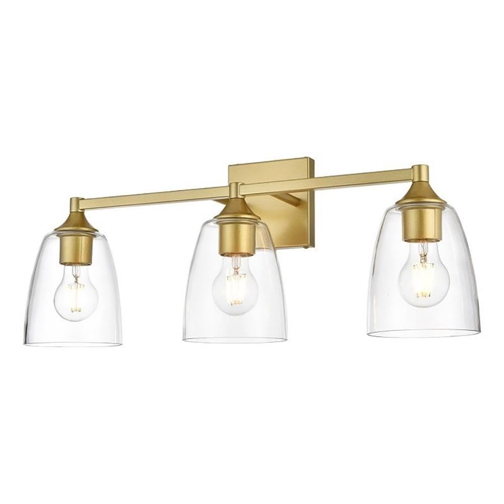 Living District Gianni 3-Light Iron & Glass Bath Sconce in Brass/Clear