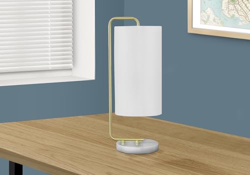 Monarch Specialties I 9636 Lightingtable Lamp, White Marble, Ivory/Cream Shade, Contemporary