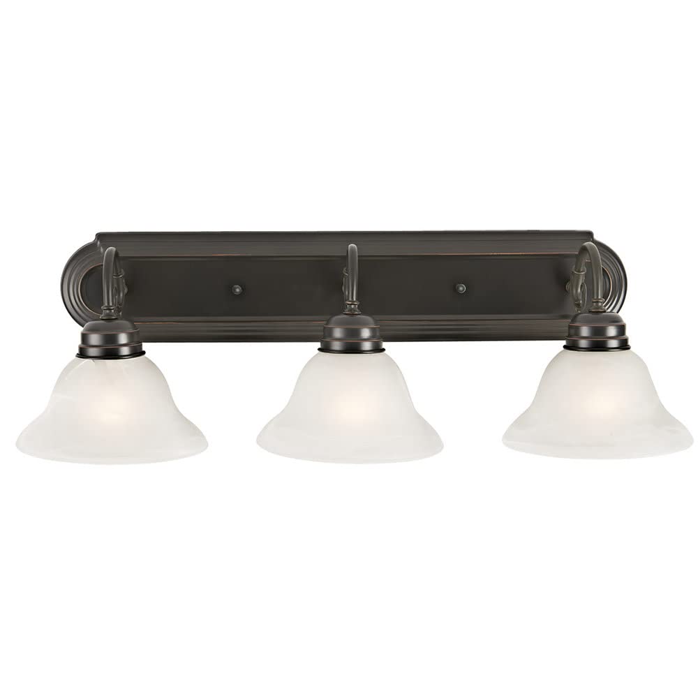 Design House 517615 Millbridge Vanity Light Dimmable With Frosted Glass For Above Bathroom Mirror, 3, Oil Rubbed Bronze