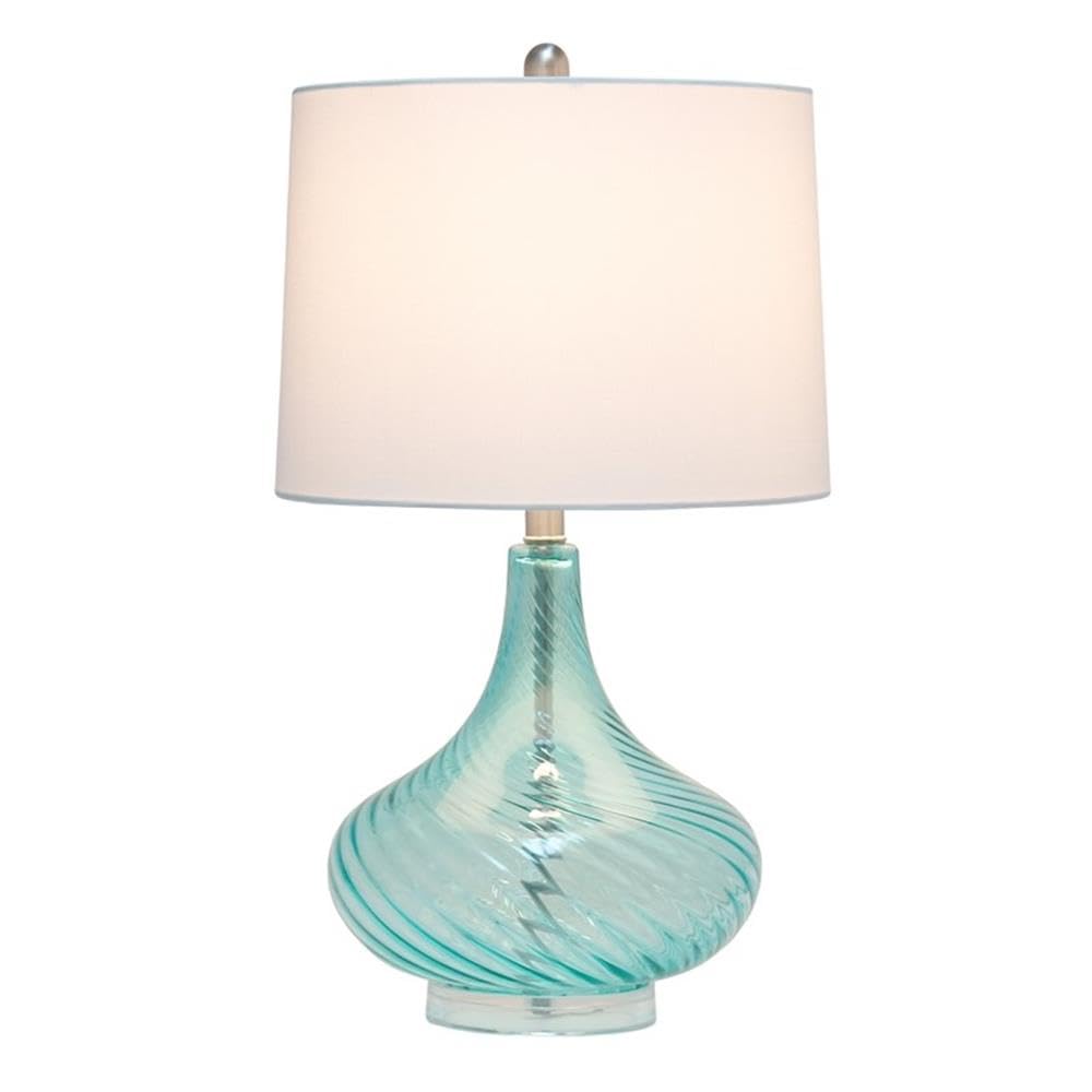 All The Rages 24&quot; Light Blue Wavy Glass Table Lamp - Contemporary Home Decor Accent