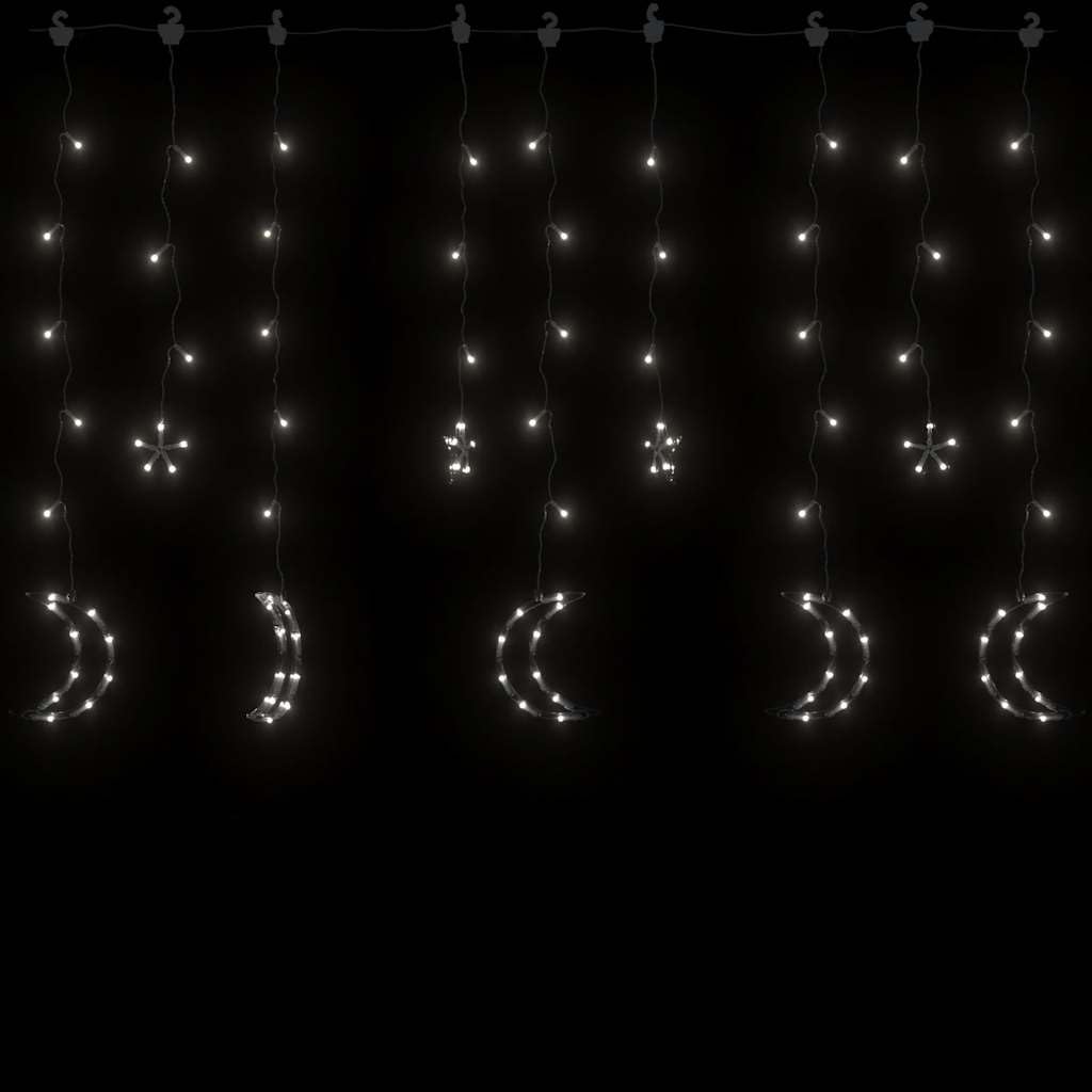 Vidaxl Star And Moon Fairy Lights - 138 Led Cold White - Remote Control - 8 Modes - Indoor & Outdoor Christmas Décor