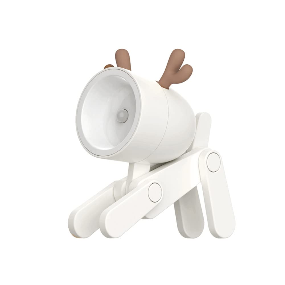 SpassLeben Mini LED Desk Lamp, Off-White Deer Night Light, Decorative Indoor Nightstand for Kids, Birthday Gifts