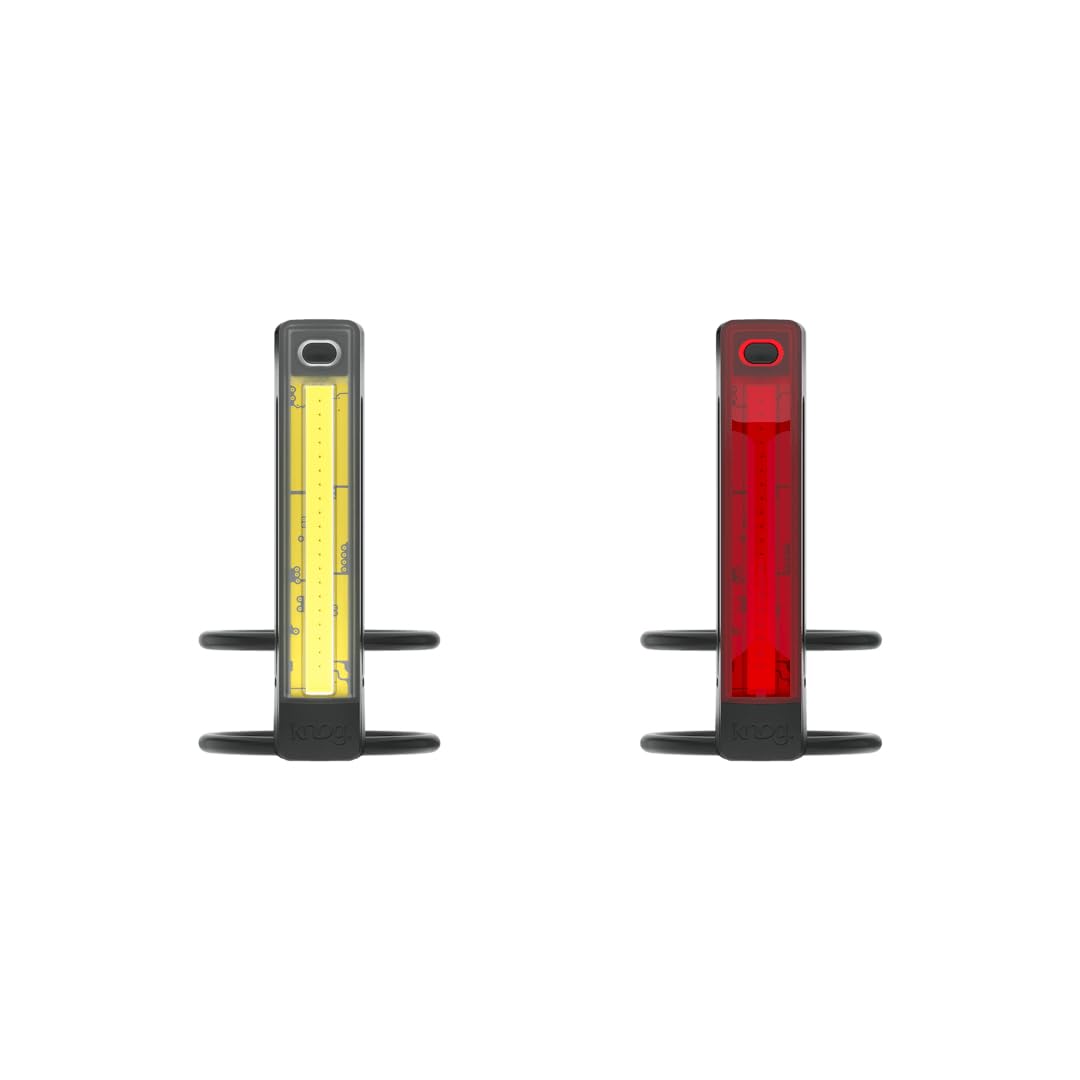 KNOG Plus Bike Light Twinpack - Super Bright LED Headlight & Taillight Set, USB Rechargeable, IP66 Waterproof, Black, One Size, Model 12144