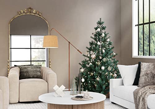 Cal Lighting Fishing Rod Floor Lamp, Adjustable Metal, 14inW x 68inH, Antique Brass, Model BO-3026FL-AB, Burlap Shade