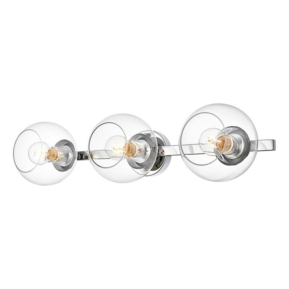 Living District Rogelio 3-Light Iron & Glass Bath Sconce in Chrome/Clear