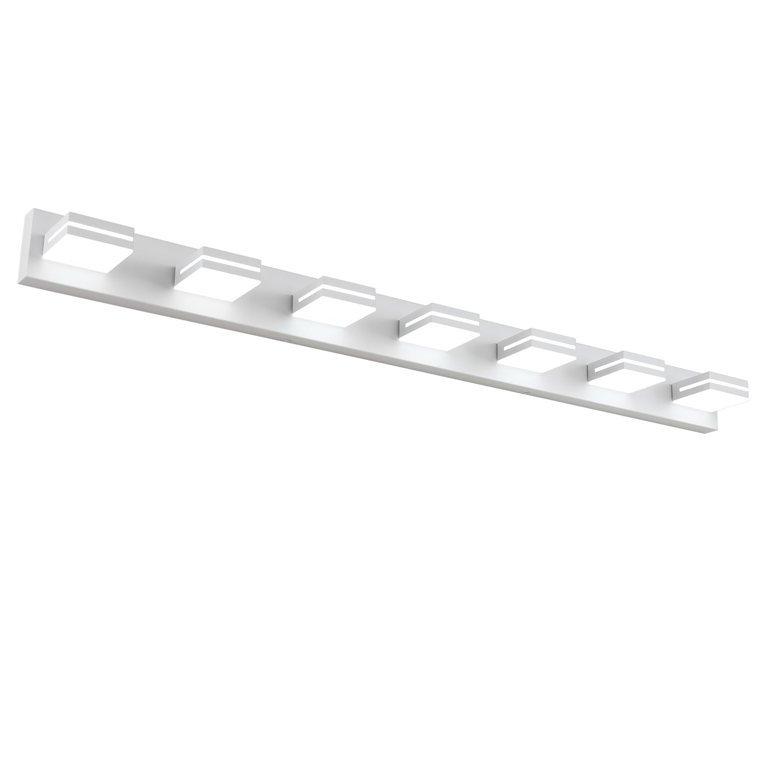 Sinerise Led Modern Bathroom Vanity Light Fixtures (7-Light, 55-Inch, Dimmable), Matte White Modern Acrylic Bathroom Wall Lighti