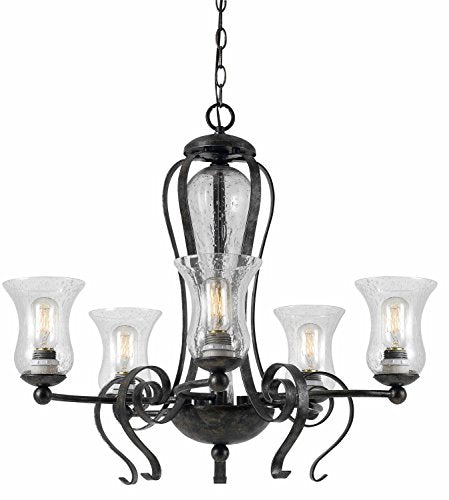 Cal Lighting Fx-3548/5 Transitional Five Light Chandelier From Metal Collection In Bronze/Dark Finish, 27.50 Inches