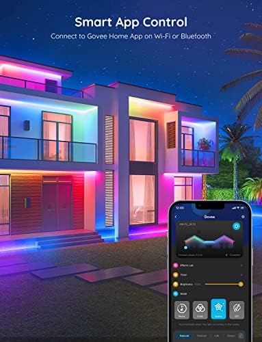 Govee 65.6ft Outdoor LED Strip Lights, Waterproof RGBIC Tape Lights, Smart WiFi, Multicolor, Model H6173, Perfect for Eave Roof Pool Balcony