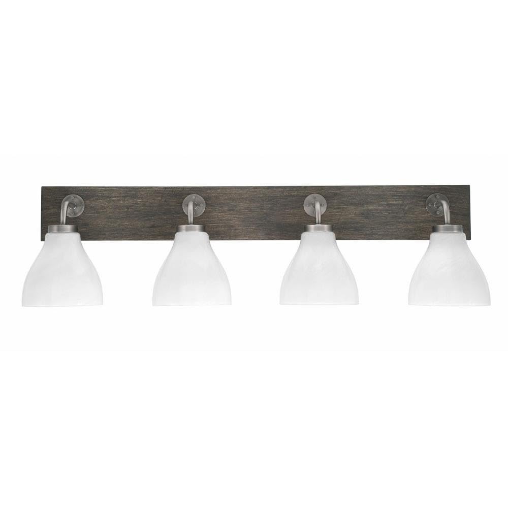 Toltec Lighting 1774-Gpdw-4761 Oxbridge - 4 Light Bath Bar-9.75 Inches Tall And 37 Inches Length, Finish Color: Graphite/Painted Distressed Wood-Look Metal, Glass Color: White Marble