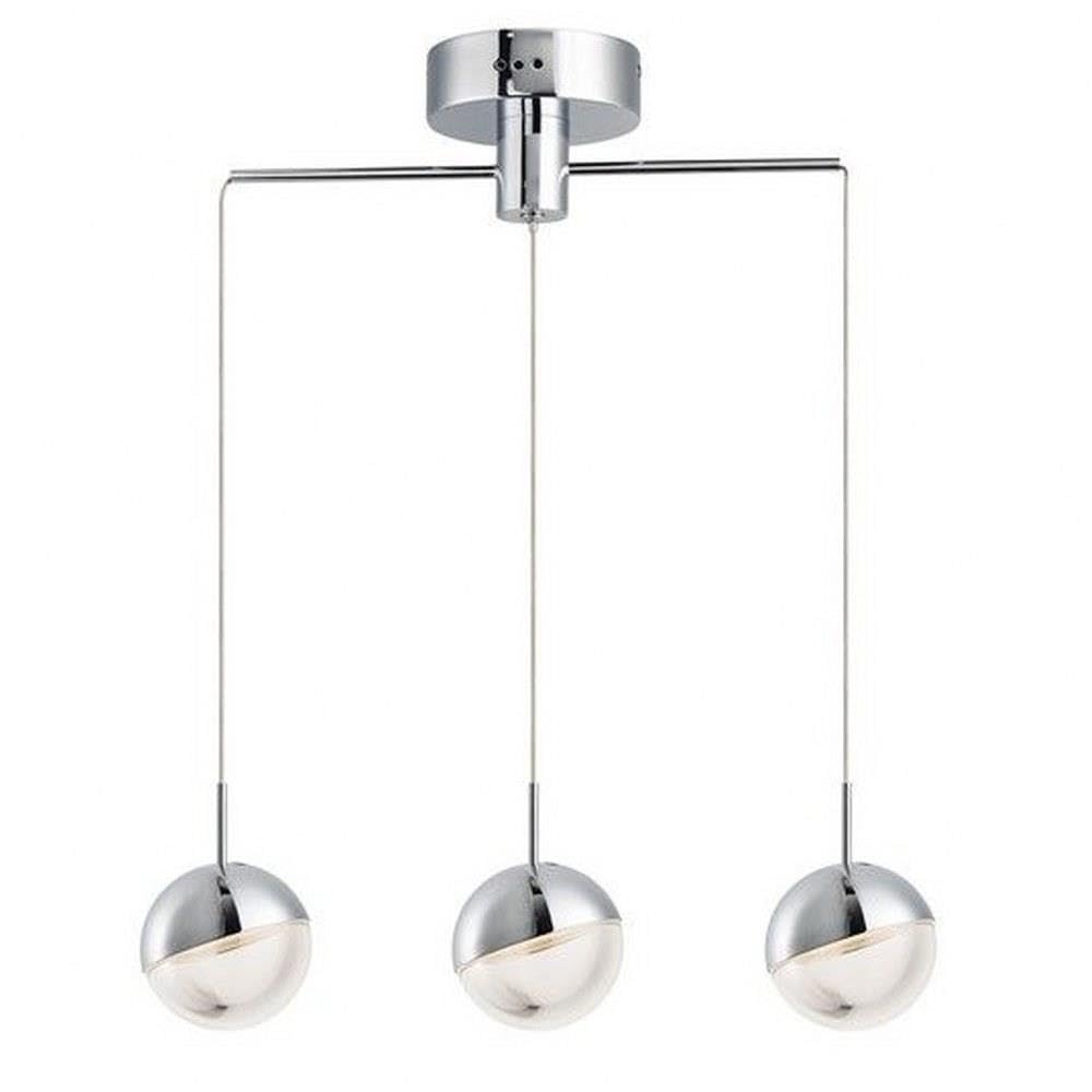 ET2 Lighting Spot 3-Light Pendant | Polished Chrome Finish | Steel & Clear Acrylic Glass | Modern Hanging Pendant Light for Kitc
