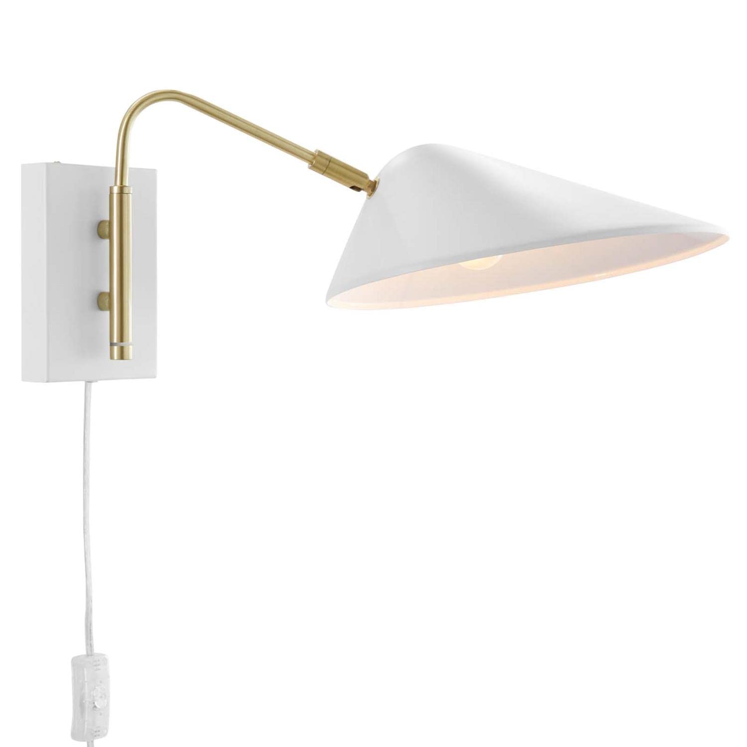 Modway Journey 7 1-Light Modern Metal Swing Arm Wall Sconce in White