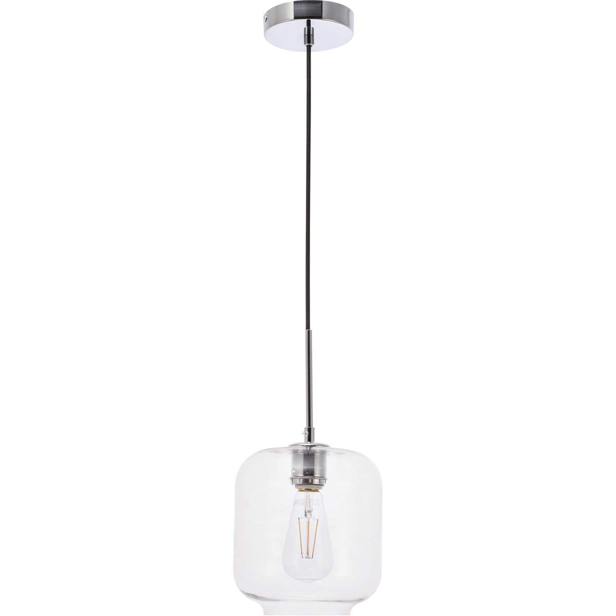Living District Chrome Pendant Light With Clear Glass Shade, 1 Light Fixture