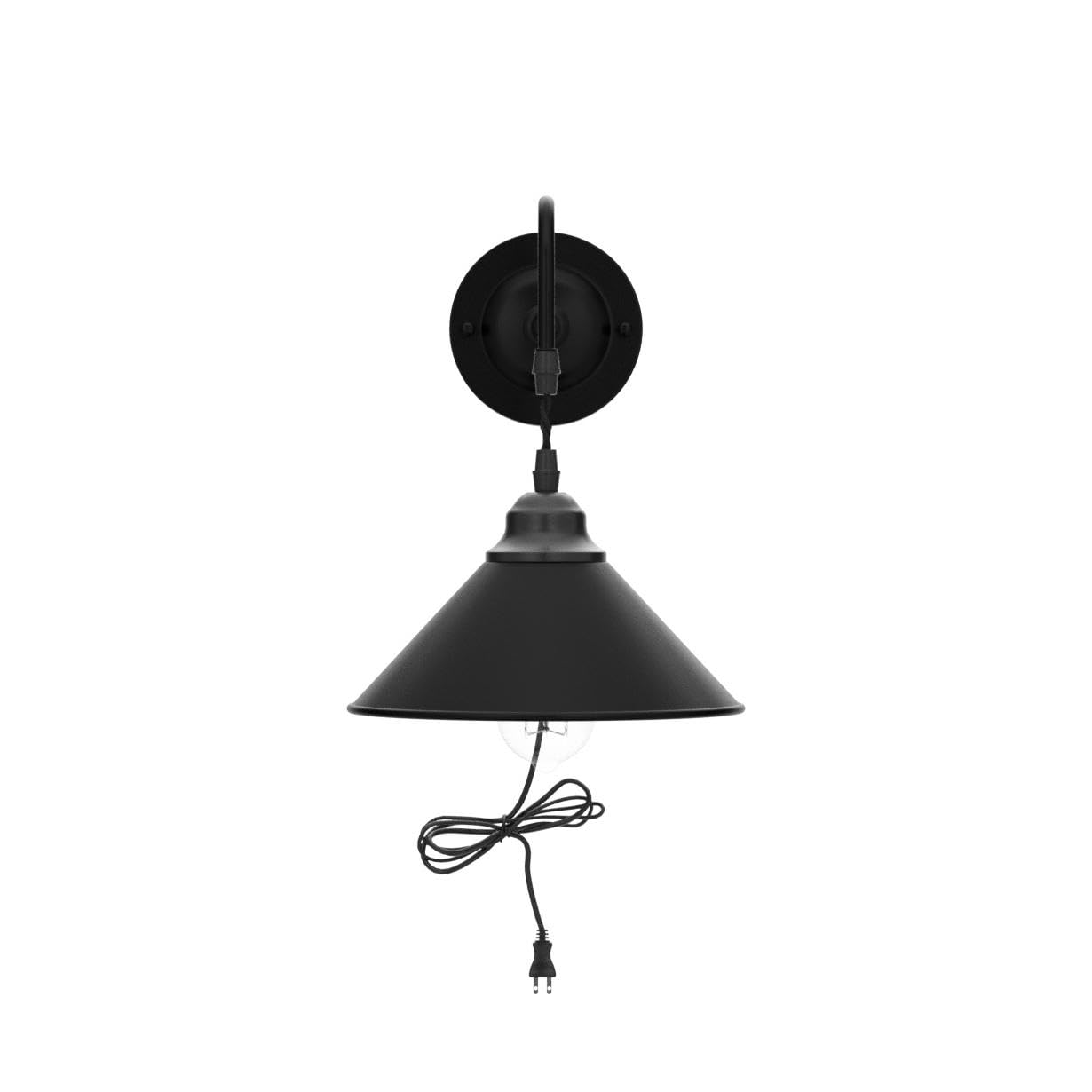 Yxth Vintage Plug-In Wall Sconces Set Of 2, Black Gooseneck Metal Lamp For Bedroom & Doorway