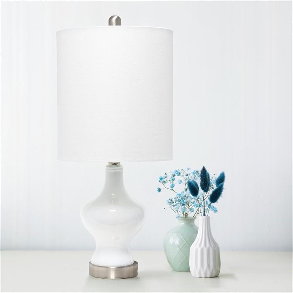 Lalia Home Contemporary Paseo Table Lamp With White Fabric Shade - White