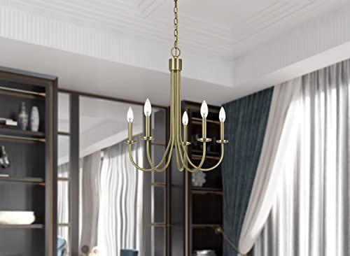 Cal 60W x 5 Spiez Metal Chandelier, Antique Brass, 24.5inx24.5inx26.5in, Model FX-3736-5