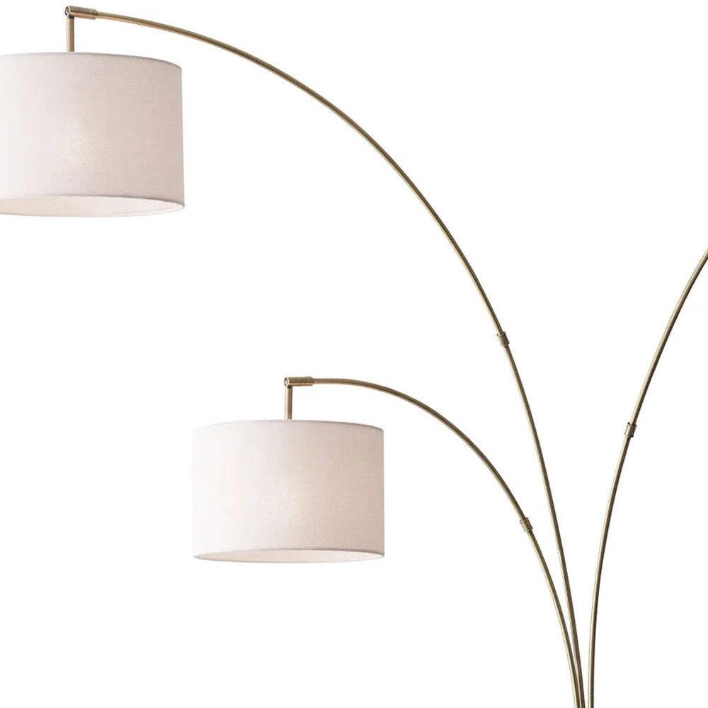 HomeRoots Lighting 35 X 52 X 74 Brushed Steel Metal 3-Arm Arc Lamp