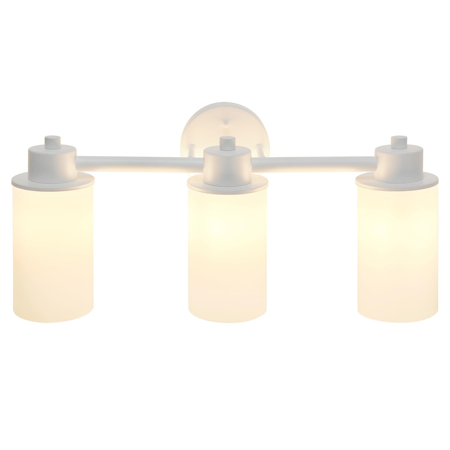 Simple Designs Modern Wall Mounted Vanity Fixture, 3 Light, Metal, Milk White Glass Shades, 20.75in, VT1024-WHT, White