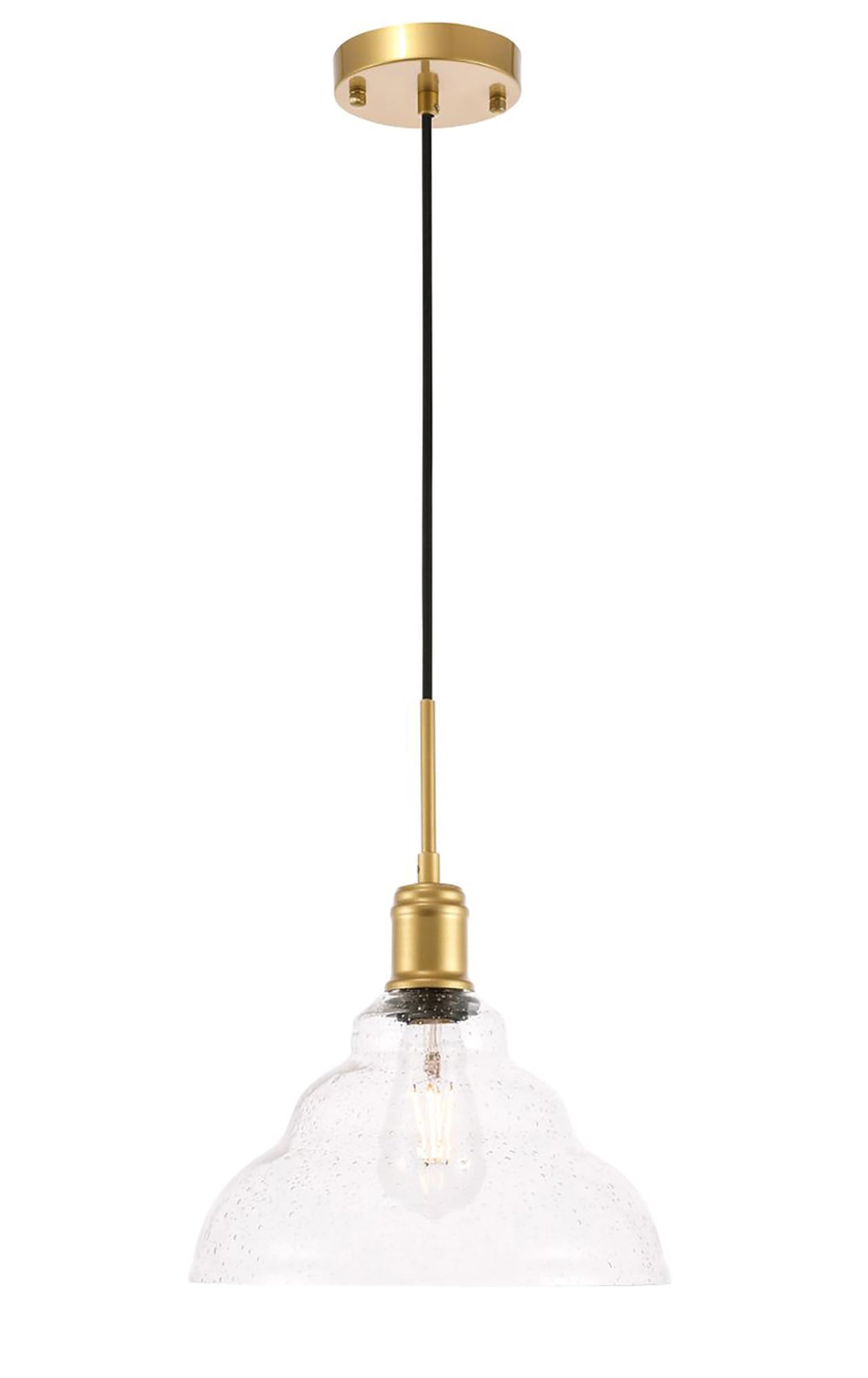 Living District Brass & Clear Glass Pendant Light - Modern Indoor Ceiling Fixture, 1 Light