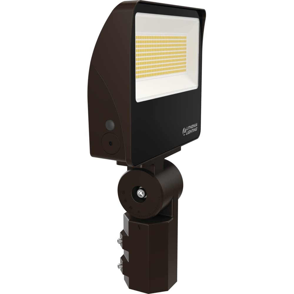 Lithonia Lighting Outdoor LED Floodlight, Adjustable Lumen Output, 3000K/4000K/5000K Switchable Color Temperature, Yoke or Slipf
