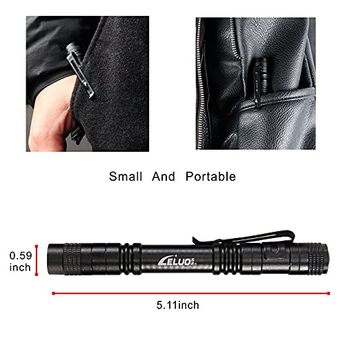 LELUOHQ UV Penlight Flashlight 2 Pack, Mini LED Tactical Torch, High Lumens, Aluminum, Purple Light