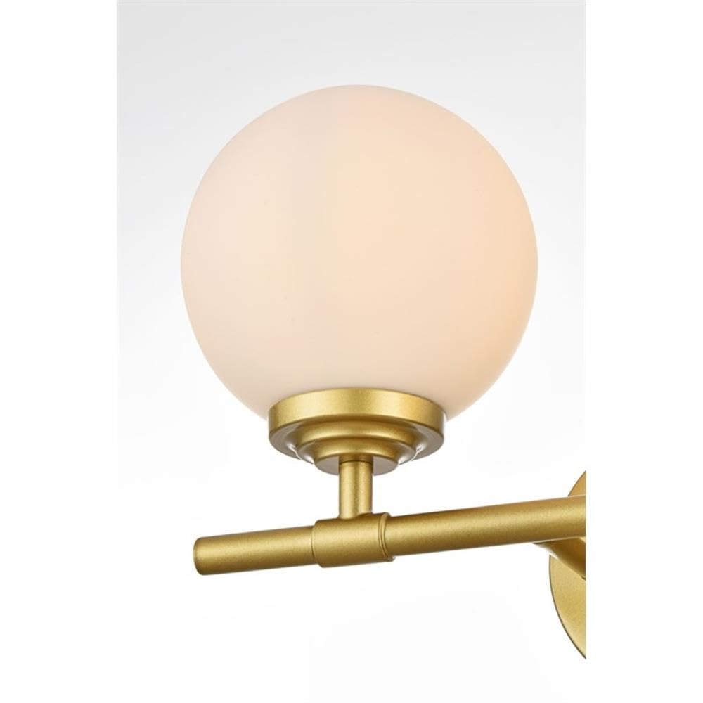 Living District Ansley 2-Light Iron & Glass Bath Sconce in Brass/Frosted White