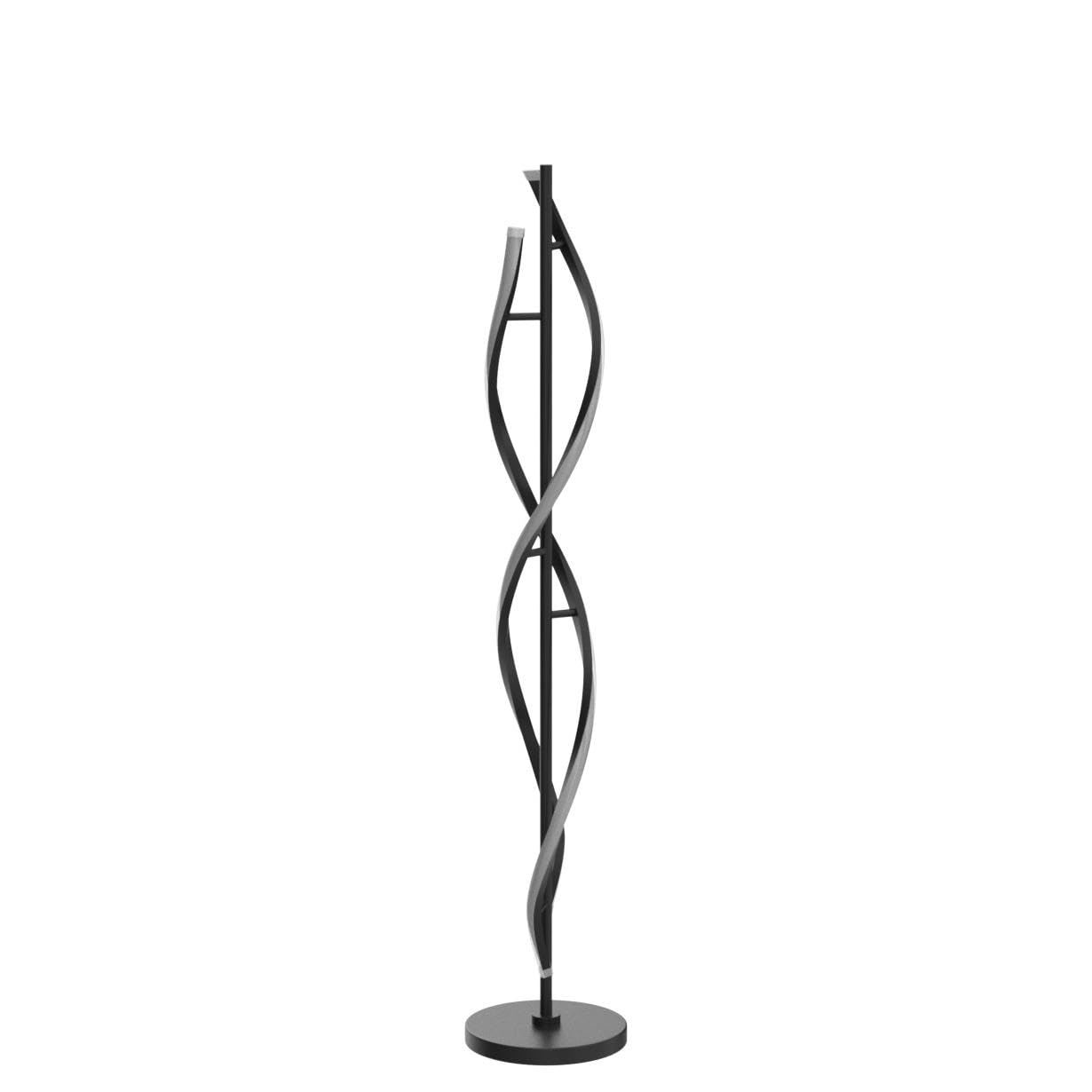 LENIVER LED Spiral Floor Lamp - 3 Color Dimmable, Remote Control, Modern Design, Black, Model LNV-FL04-B