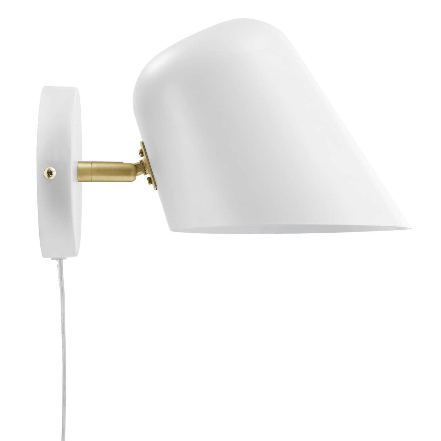 Modway Briana 1-Light Modern Metal Swivel Wall Sconce in White