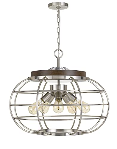Cal Lighting FX-3719-5 Transitional Five Light Chandelier, Bronze Finish, 25 inches, Metal/Wood