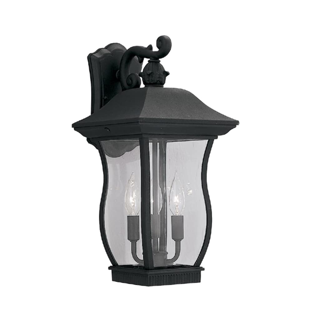 Designers Fountain Chelsea Outdoor Wall Lantern Sconce, Black, Aluminum, Model 2722-BK