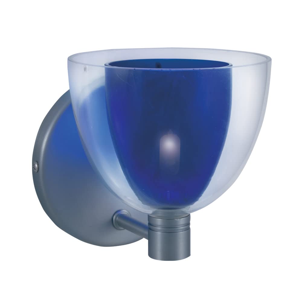 Jesco Lighting WS215-BU/SN Lina 1-Light Wall Sconce, Metal, 40W, Blue/Satin
