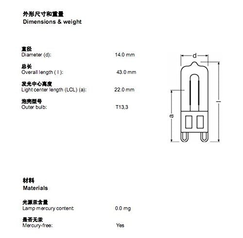 WSDCN G9 40W Halogen Oven Light Bulb - 2 Pack, 120 Volt, 350°C Heat Resistant, Perfect for Ovens, Fulfilled by Amazon