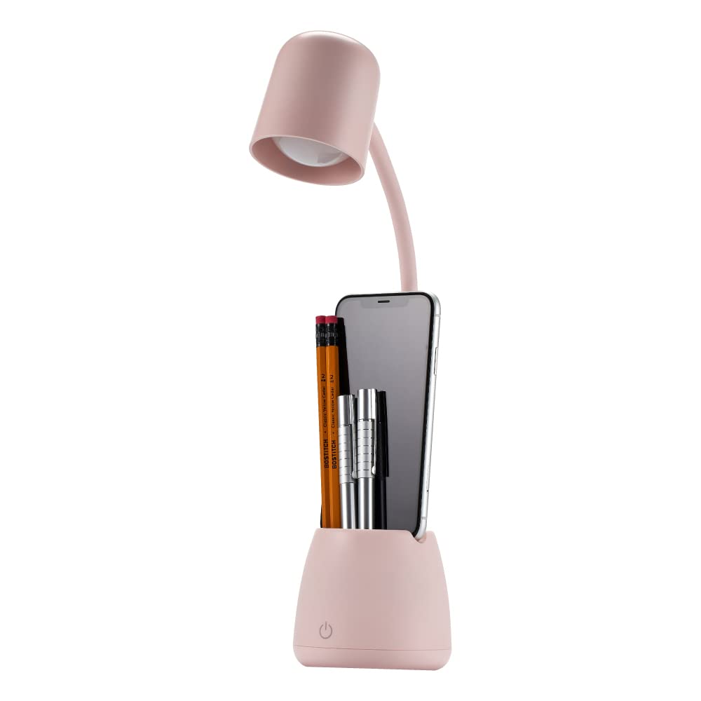 Bostitch Office LED2105-PNK Dimmable Lamp with Storage Cup, Three Brightness Levels, Touch Sensitive Dimmer, Energy-Efficient, Pink