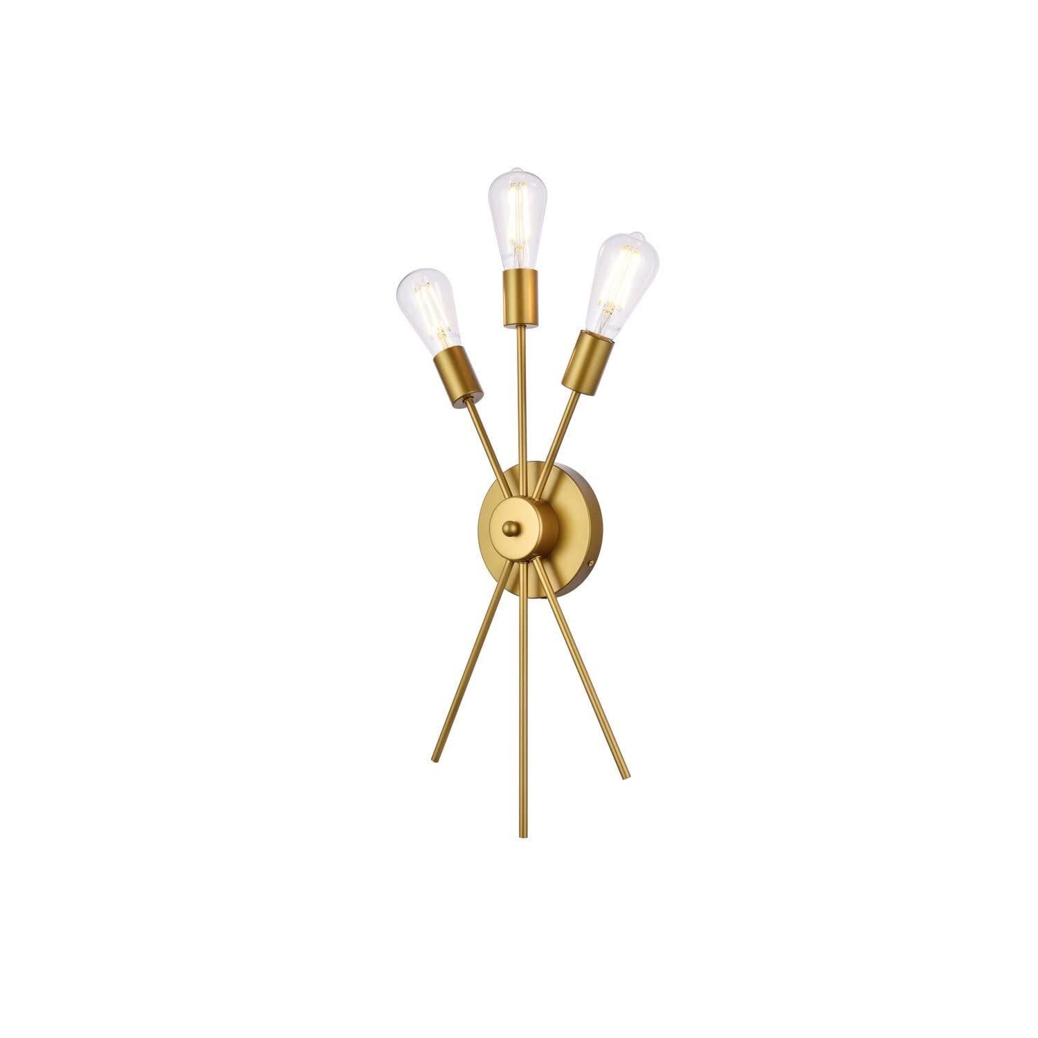 Living District Lucca 3-Light Mid-Century Metal Bath Sconce in Brass