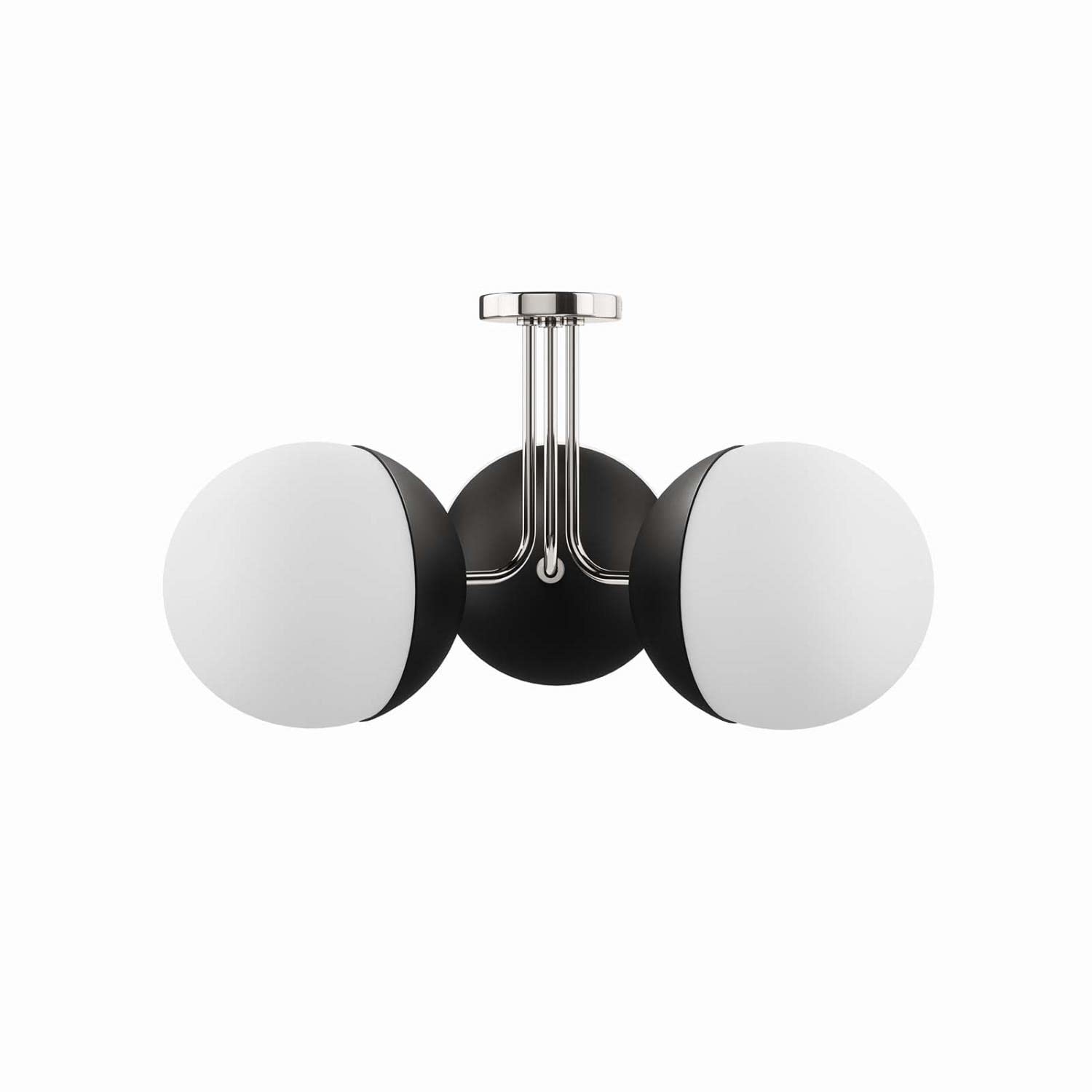 Modway Stellar 3-Light Semi-Flush Ceiling Light In Opal Polished Nickel