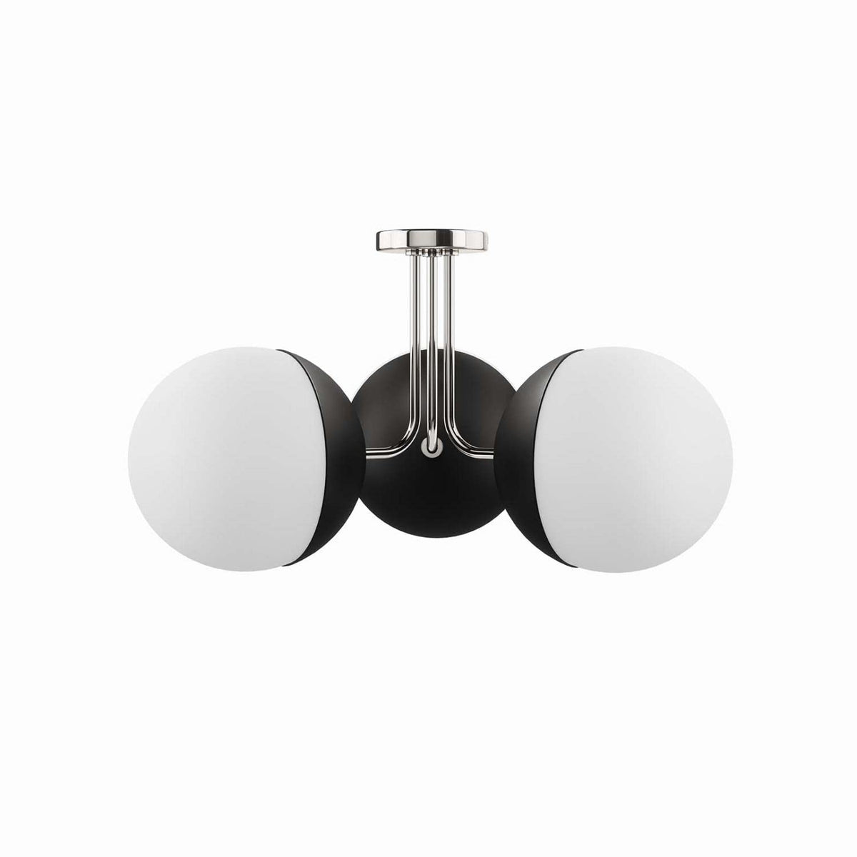 Modway Stellar 3-Light Semi-Flush Ceiling Light In Opal Polished Nickel