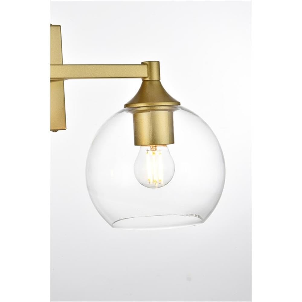 Living District Foster 2-Light Iron & Glass Bath Sconce in Brass/Clear