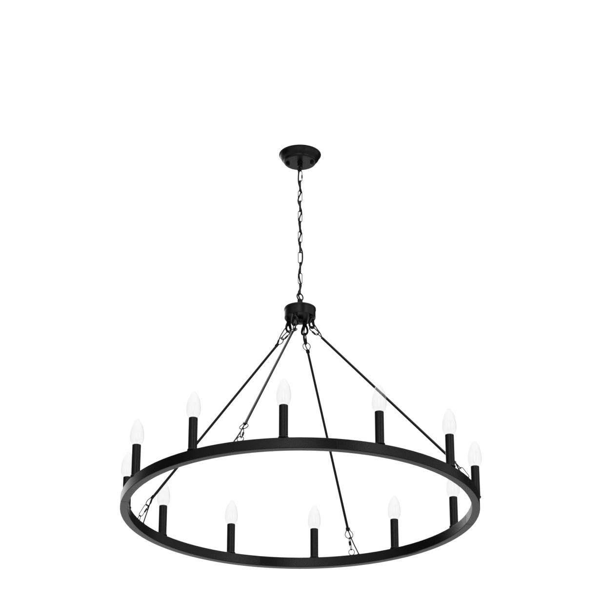 Sjccdsgs Black Large Wagon Wheel Chandelier 38 Inch, 12 Lights Farmhouse Chandelier, Industrial Rustic Candle Pendant Light Fixt