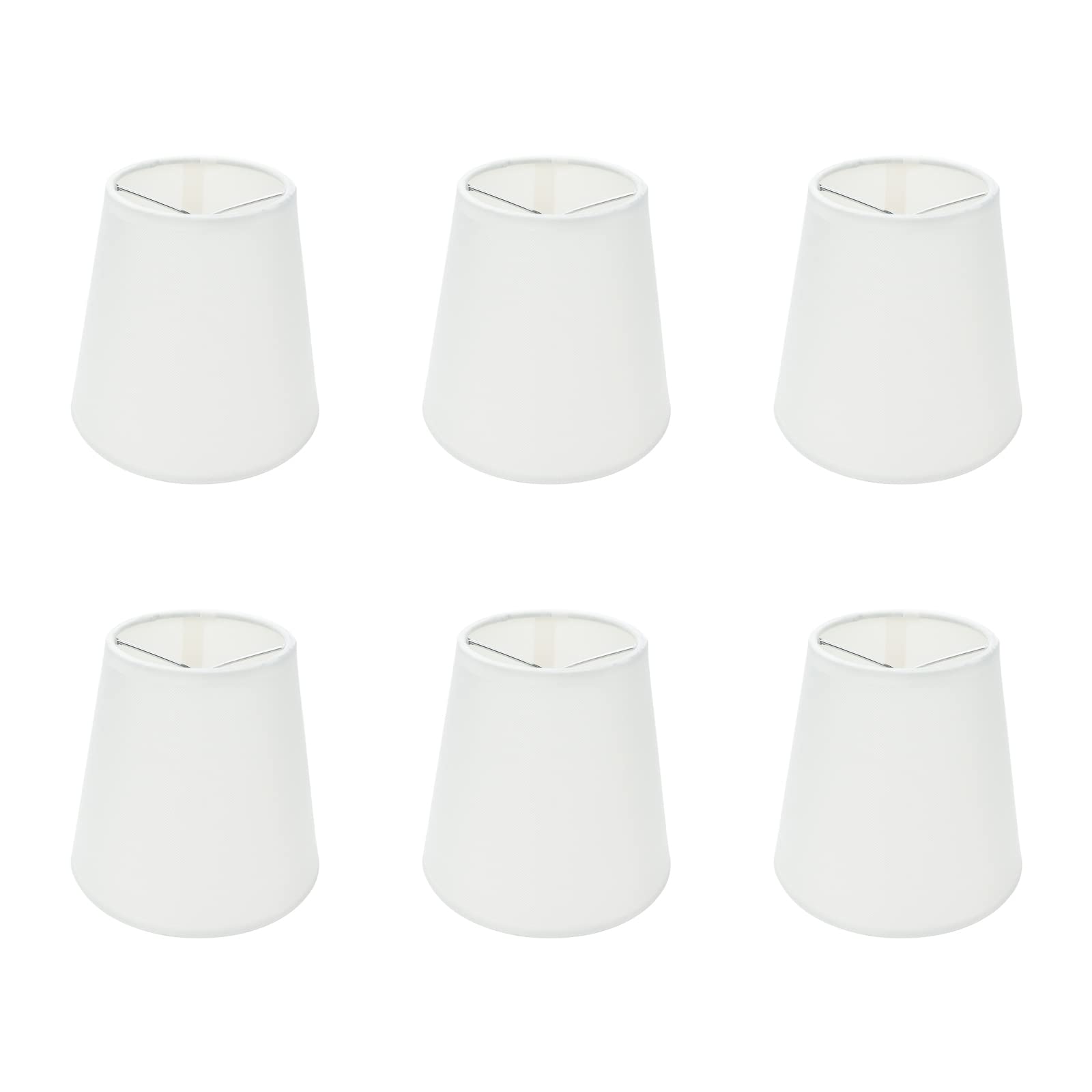 Tsnamay 6Pcs Handmade Chandelier Shades,Linen Clip On Chandelier Lamp Shades,Small Lamp Shades Set Of 6 For Chandelier Lampshade,Beige White