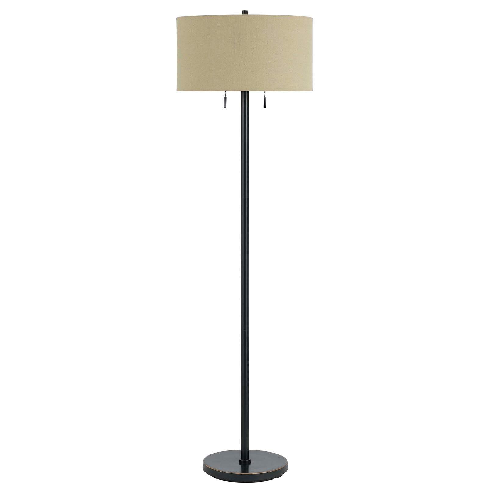 HomeRoots Bronze Two Light Traditional Floor Lamp with Brown Rectangular Shade, 59 in. Height