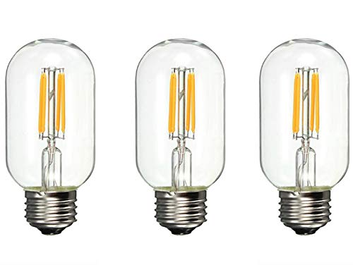 Bulbright 3PACK LED Filament Bulb Tubular Light Bulb T45/T14-4W LED Light Filament Bulb, T Shape E26 Base, Clear Warm White 2700