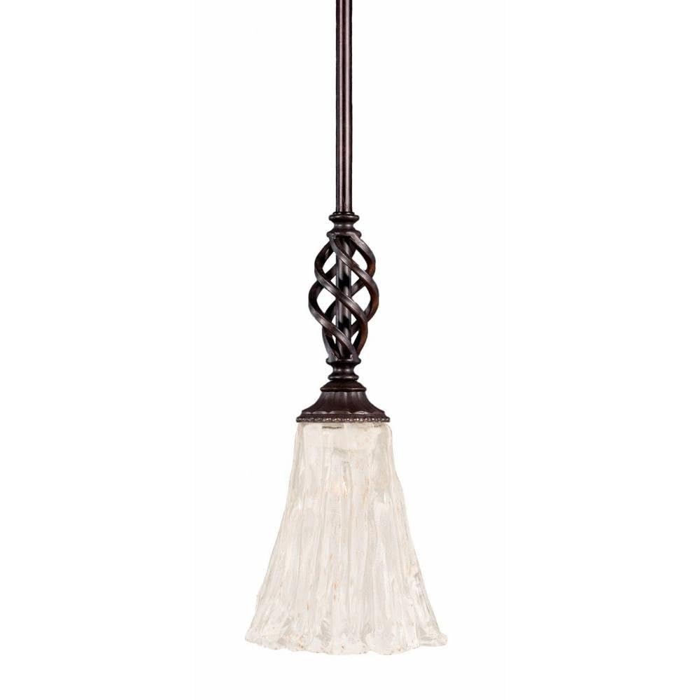 Toltec Lighting 80-DG-729 Elegante Mini Pendant with Hang Straight Swivel with 5.Inch Italian Ice Glass, Dark Granite Finish